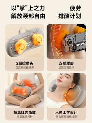 联想颈椎按摩器腰部背部肩膀颈部按摩仪全身多功能家用脖子揉捏枕 – Image 4